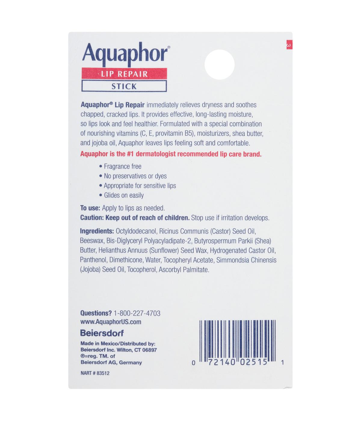 Aquaphor Lip Repair Stick; image 2 of 3