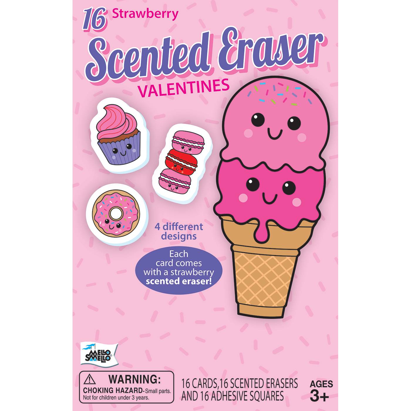 Mello Smello Strawberry Scented Eraser Valentine's Exchange Cards; image 1 of 2