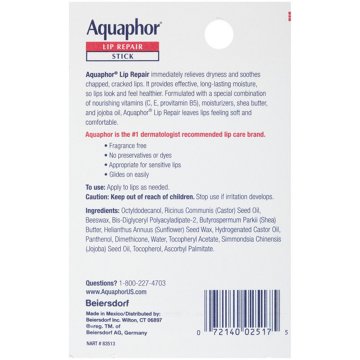 Aquaphor Lip Repair Stick - Soothes Dry Chapped Lips Sticks 2 Pack, 0.34 oz