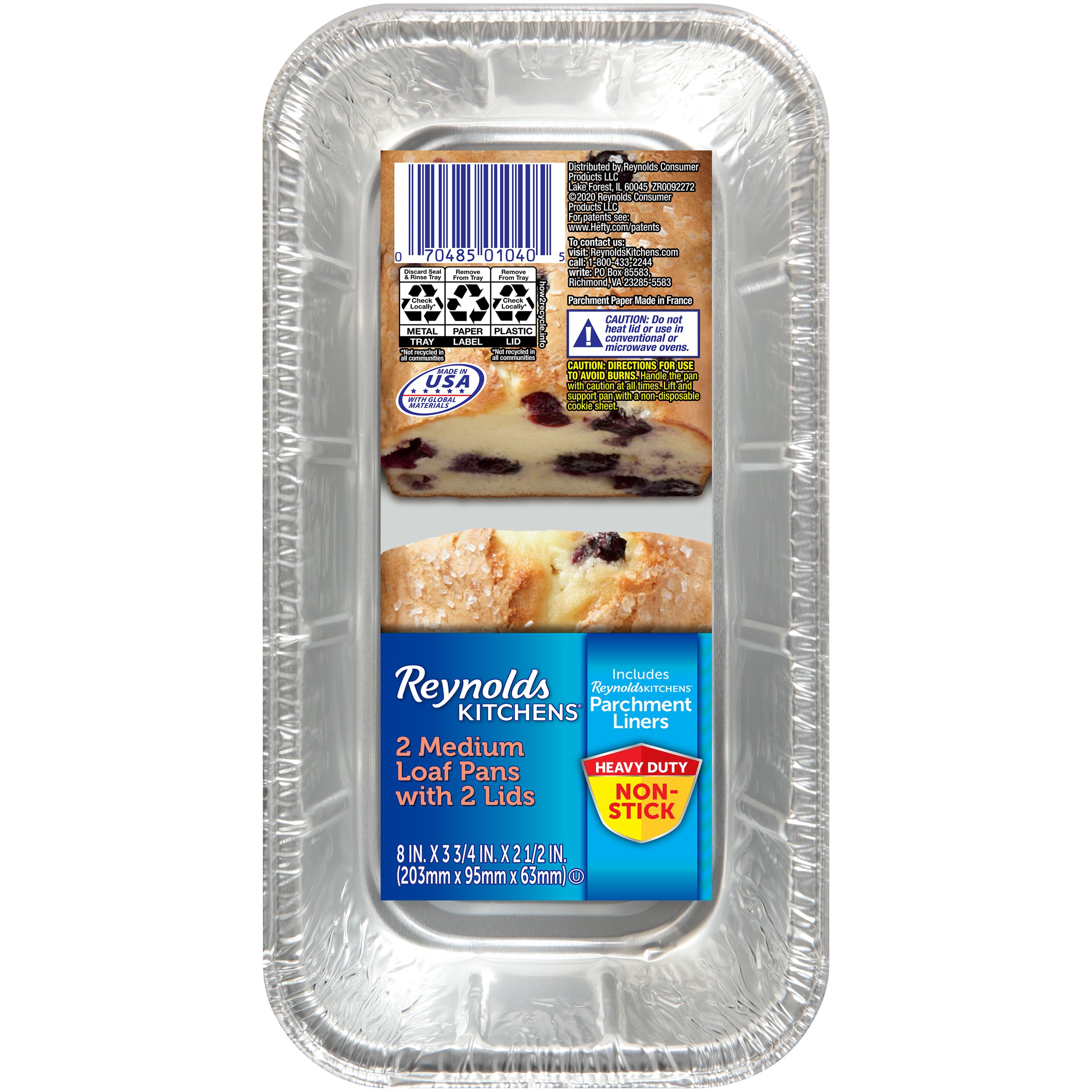 Reynolds Kitchens Medium Disposable Loaf Pans with Parchment Liners and