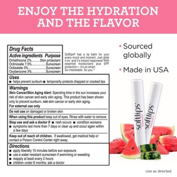 Softlips Lip Protectant SPF 20 - Watermelon, 2 pk
