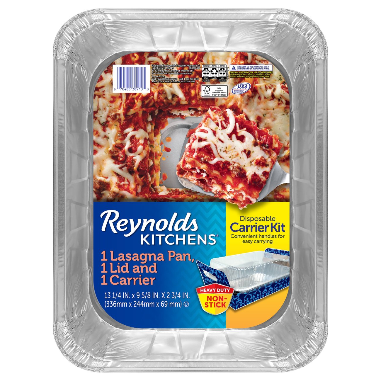 Reynolds Kitchens Disposable 13 x 9 Lasagna Pan with Lid and Carrier