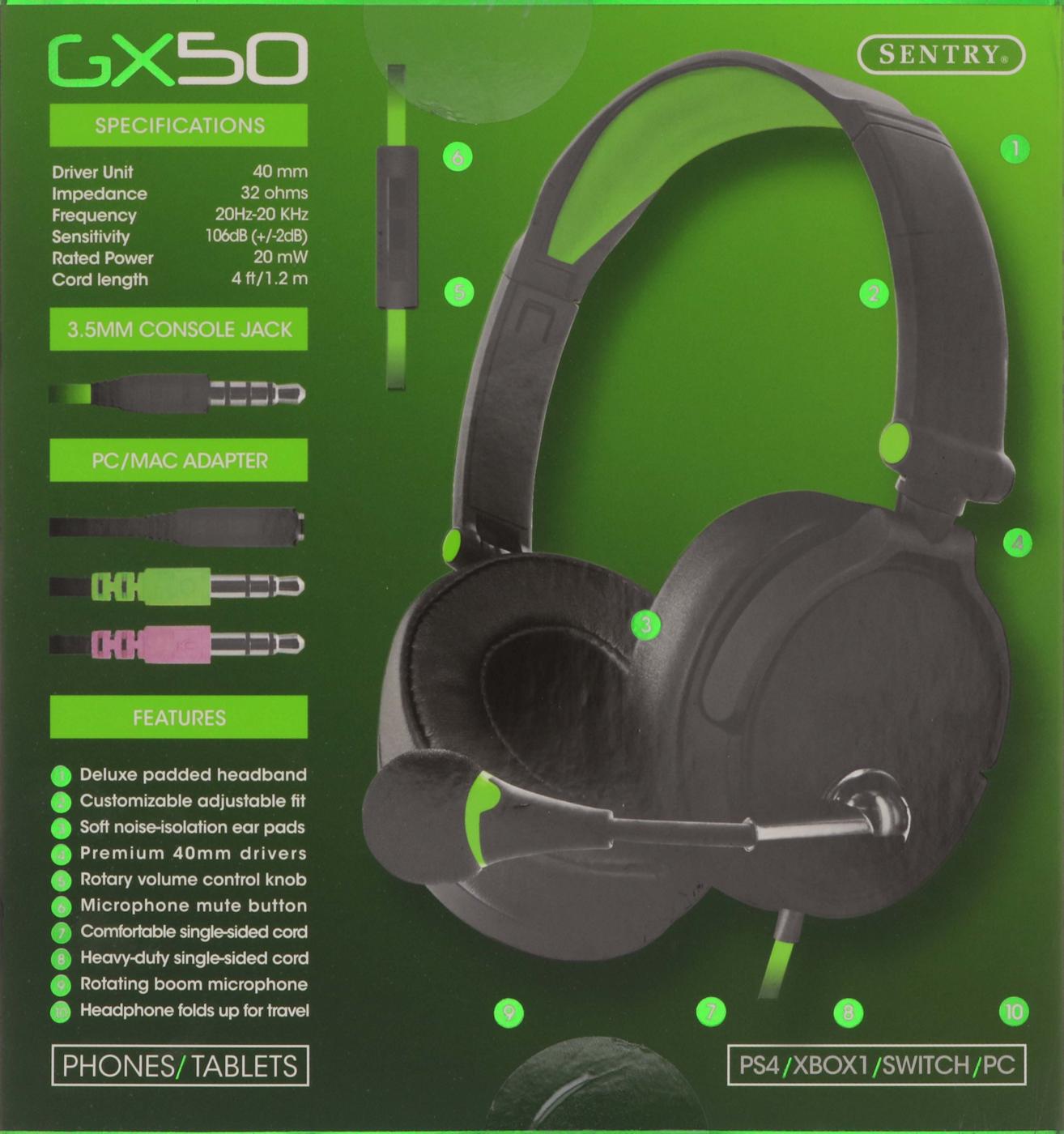 Sentry GX51 Green Gaming Headphones; image 2 of 3