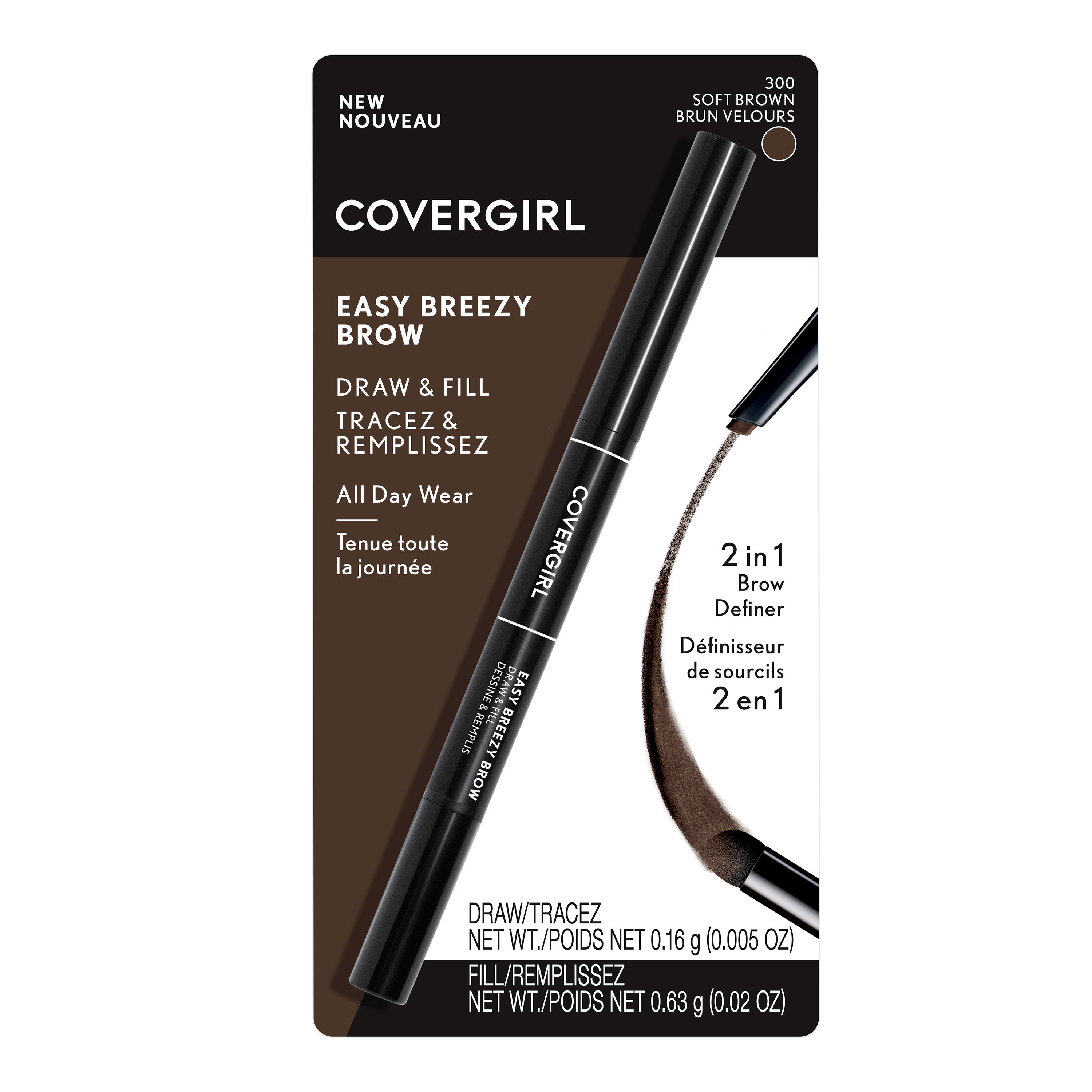 Covergirl Easy Breezy Draw & Fill Brow Pencil 300 Soft Brown Shop