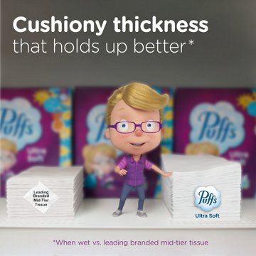 Puffs Ultra Soft & Strong Facial Tissues 4 pk, 288 ct
