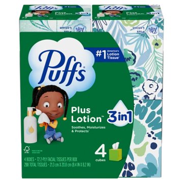 Puffs Plus Lotion Facial Tissues 4 pk, 288 ct