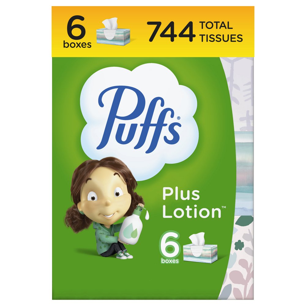 Puffs Plus Lotion are soft to be gentle on skin., By Puffs Tissues