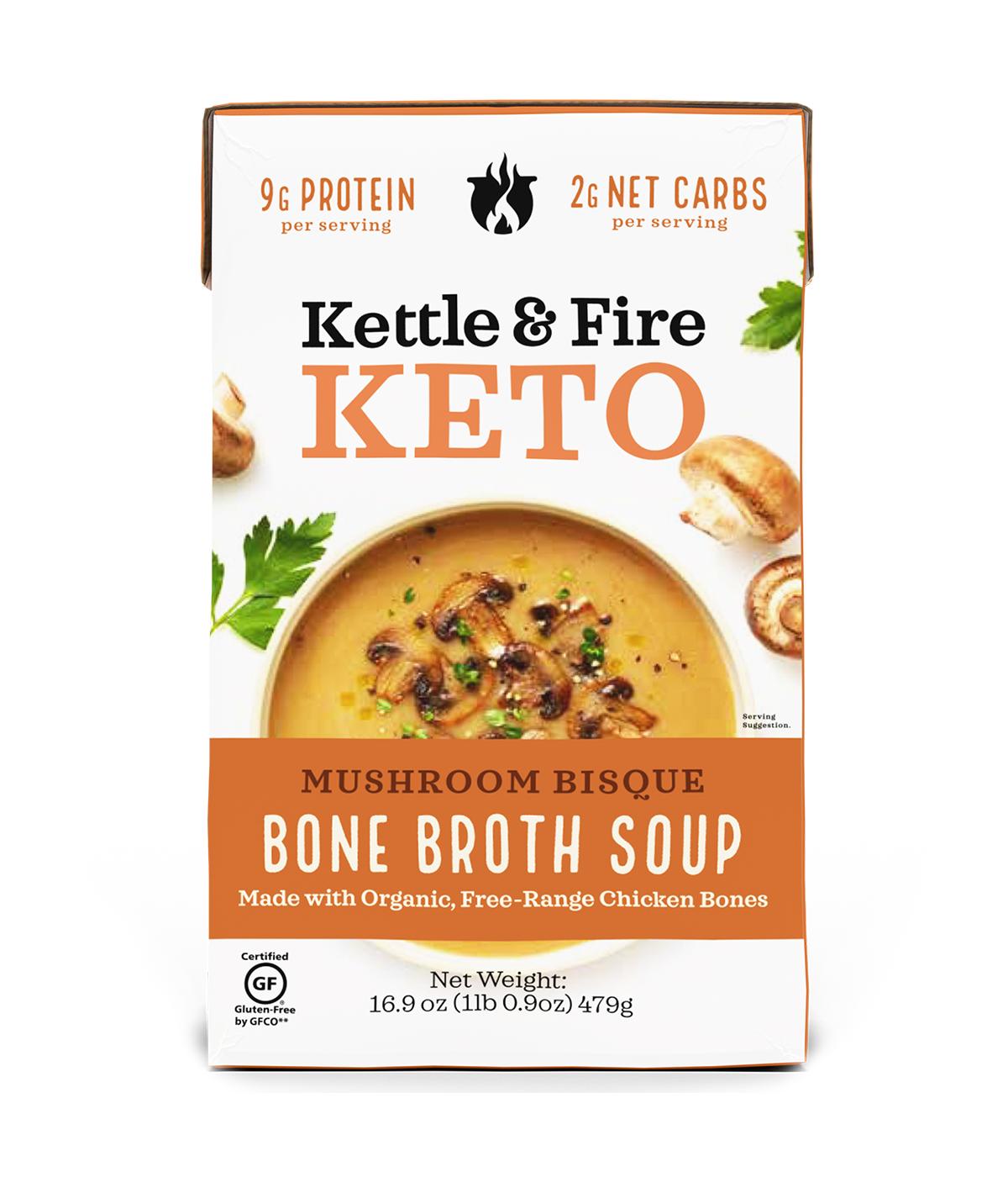 Kettle & Fire Keto Mushroom Bisque Chicken Bone Broth Soup Shop Soups