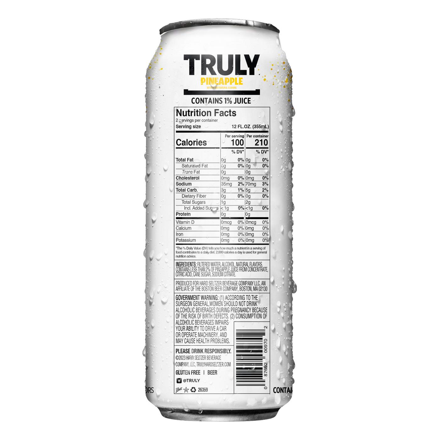 TRULY Pineapple Hard Seltzer; image 2 of 2