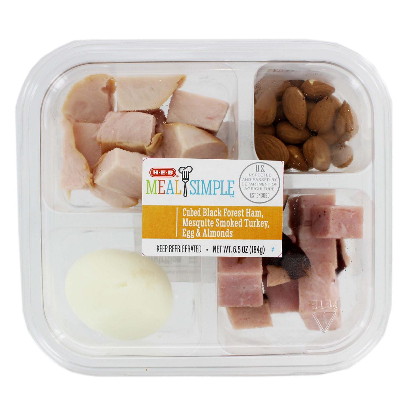 HEB Meal Simple Ham, Turkey, Egg, and Almonds Snack Tray Shop Snack Trays at HEB