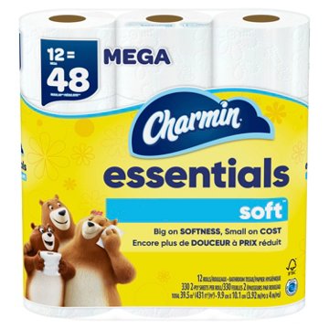 Charmin Essentials Soft Toilet Paper, 12 Mega Rolls