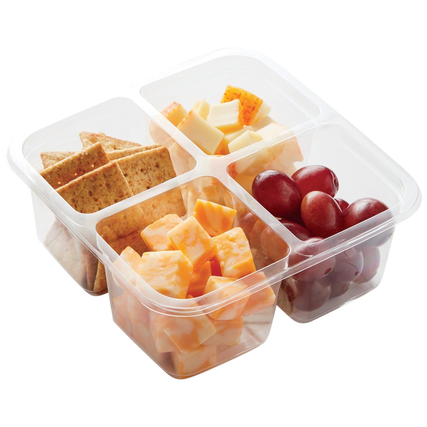 Meal Simple by H-E-B Snack Tray - Cheese, Wheat Crisps & Grapes; image 1 of 4