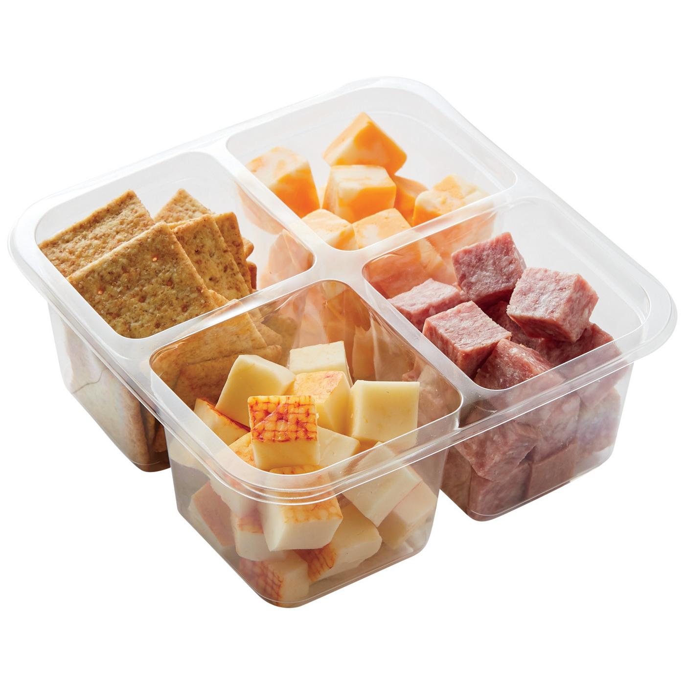 Meal Simple by H-E-B Snack Tray - Genoa Salami, Cheese & Wheat Crisps; image 1 of 4