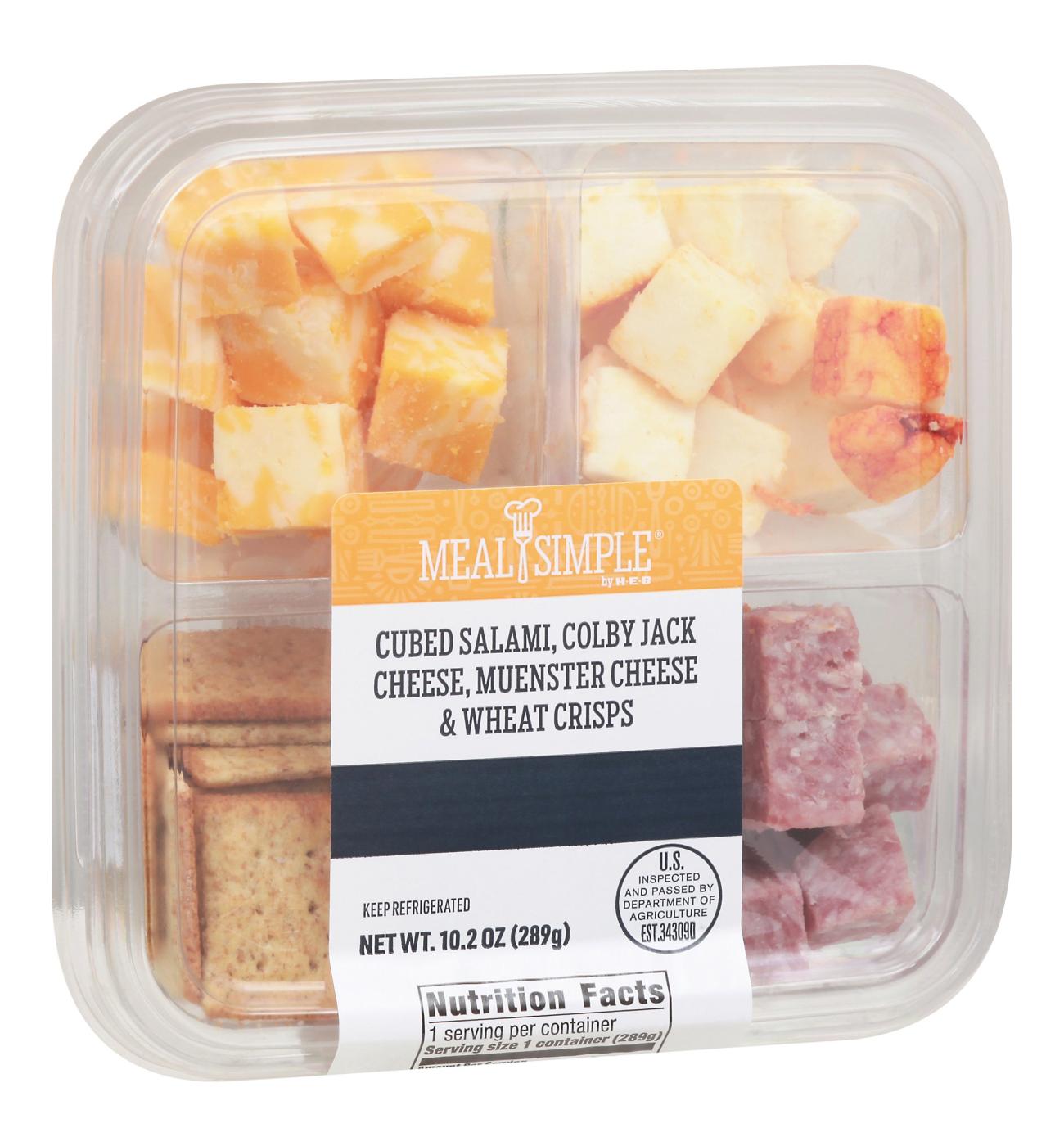 Meal Simple by HEB Snack Tray Salami, Cheese & Wheat Crisps Shop