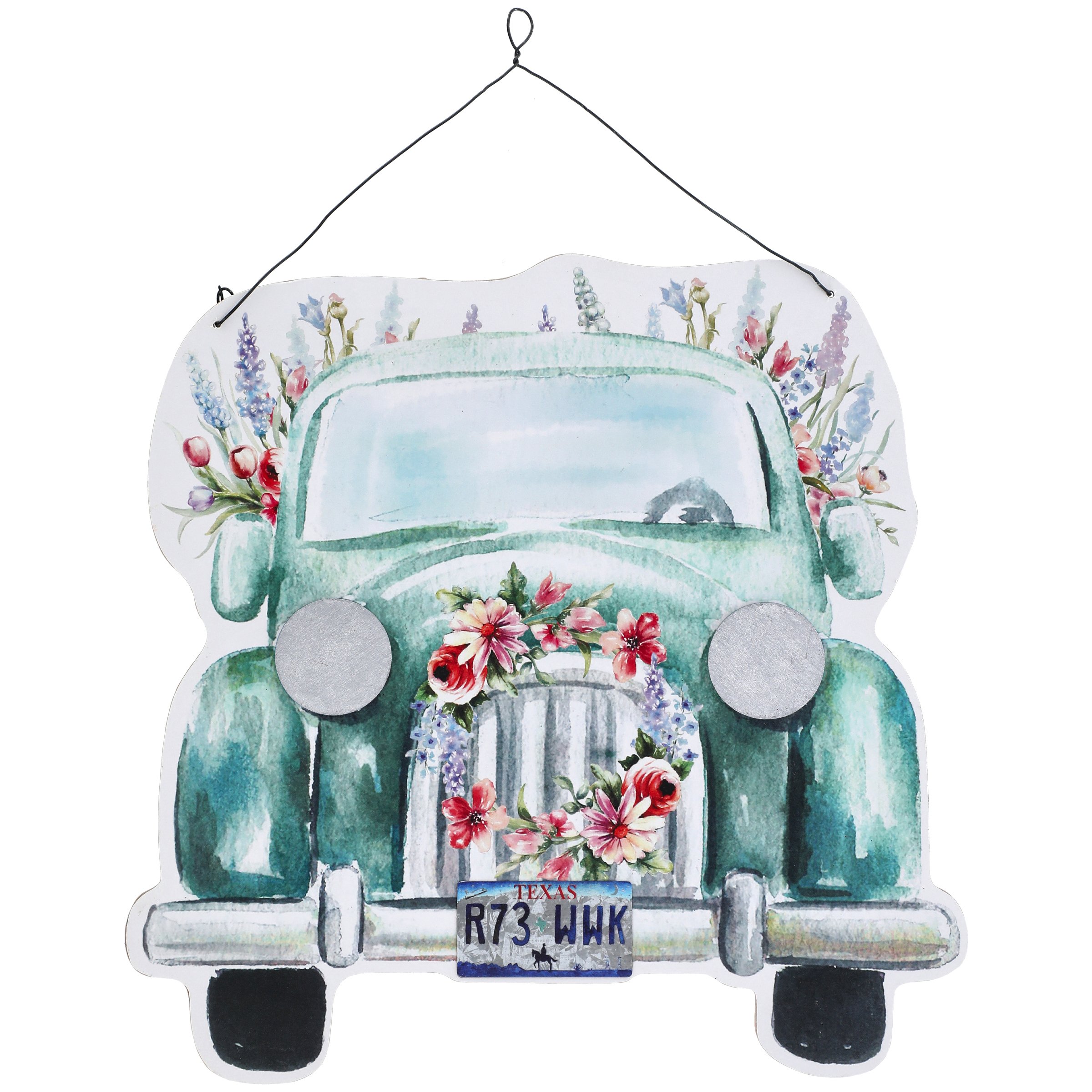 Haven & Key Teal Floral Truck Front Wall Decoration Shop Seasonal
