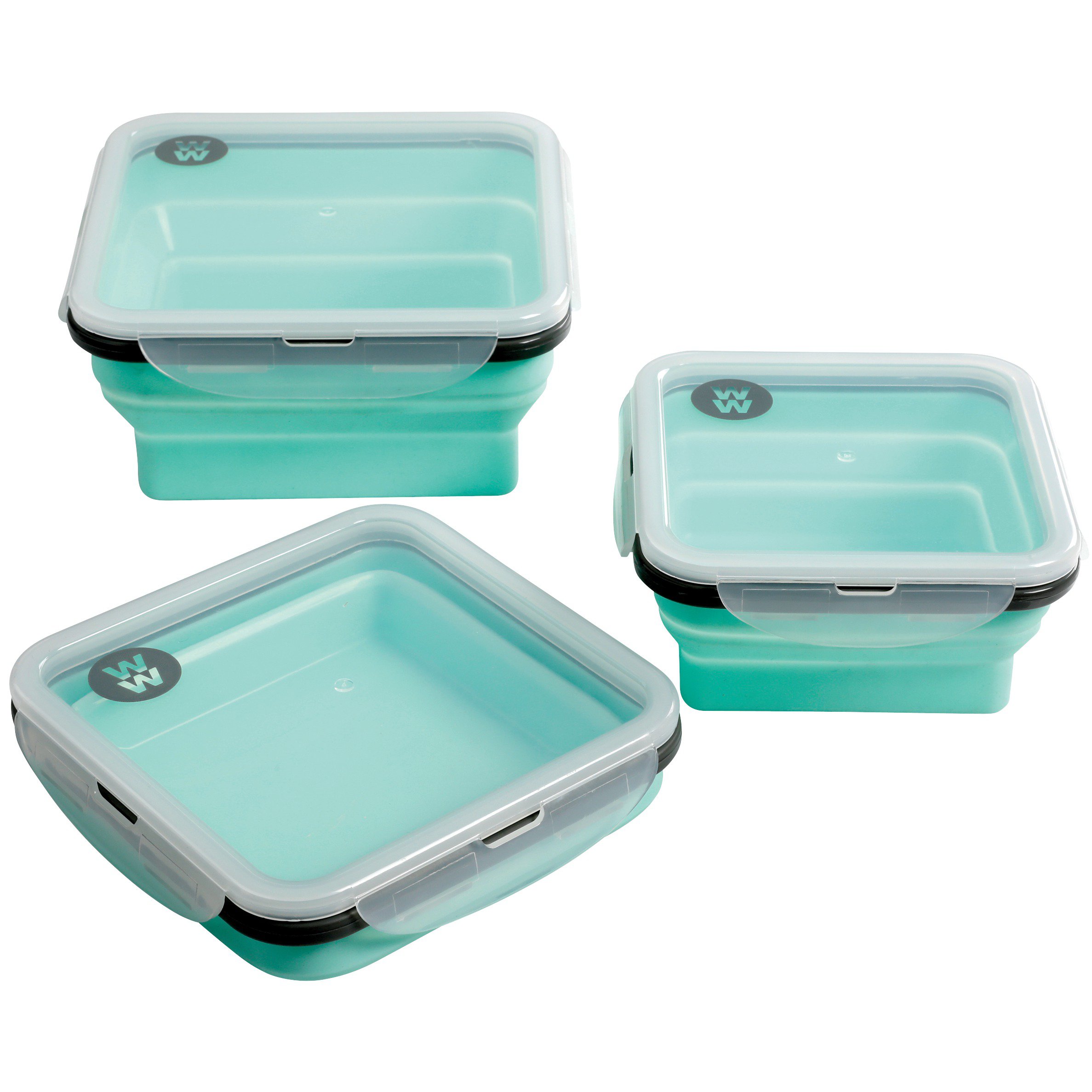 Weight Watchers Collapsible Silicone Lunch Containers with Locking Lids