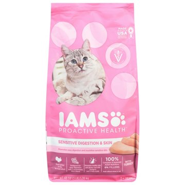 IAMS Proactive Health Adult Sensitive Digestion & Skin Dry Cat Food - Turkey Cat Kibble