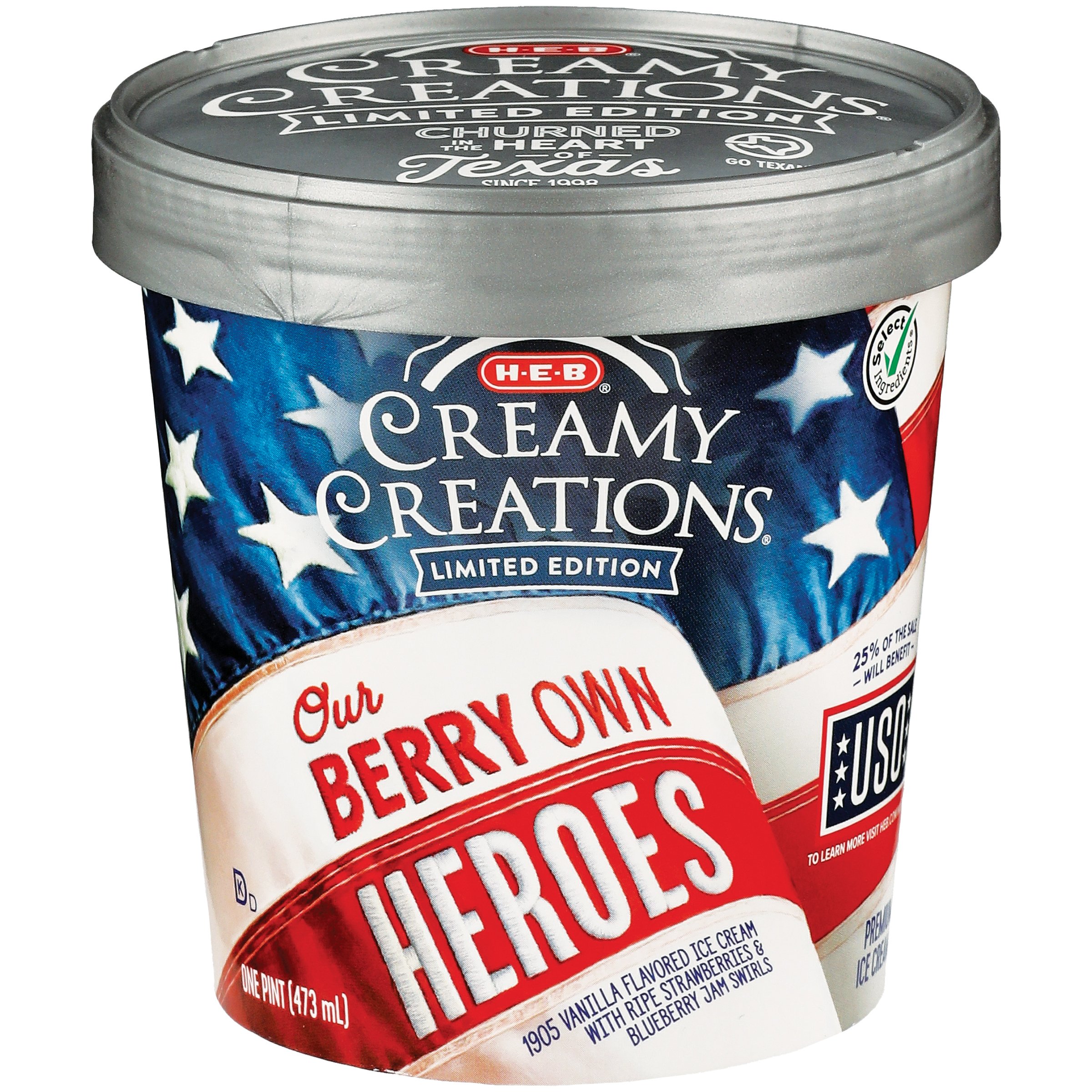 HEB Creamy Creations Our Berry Own Heroes Limited Edition Ice Cream