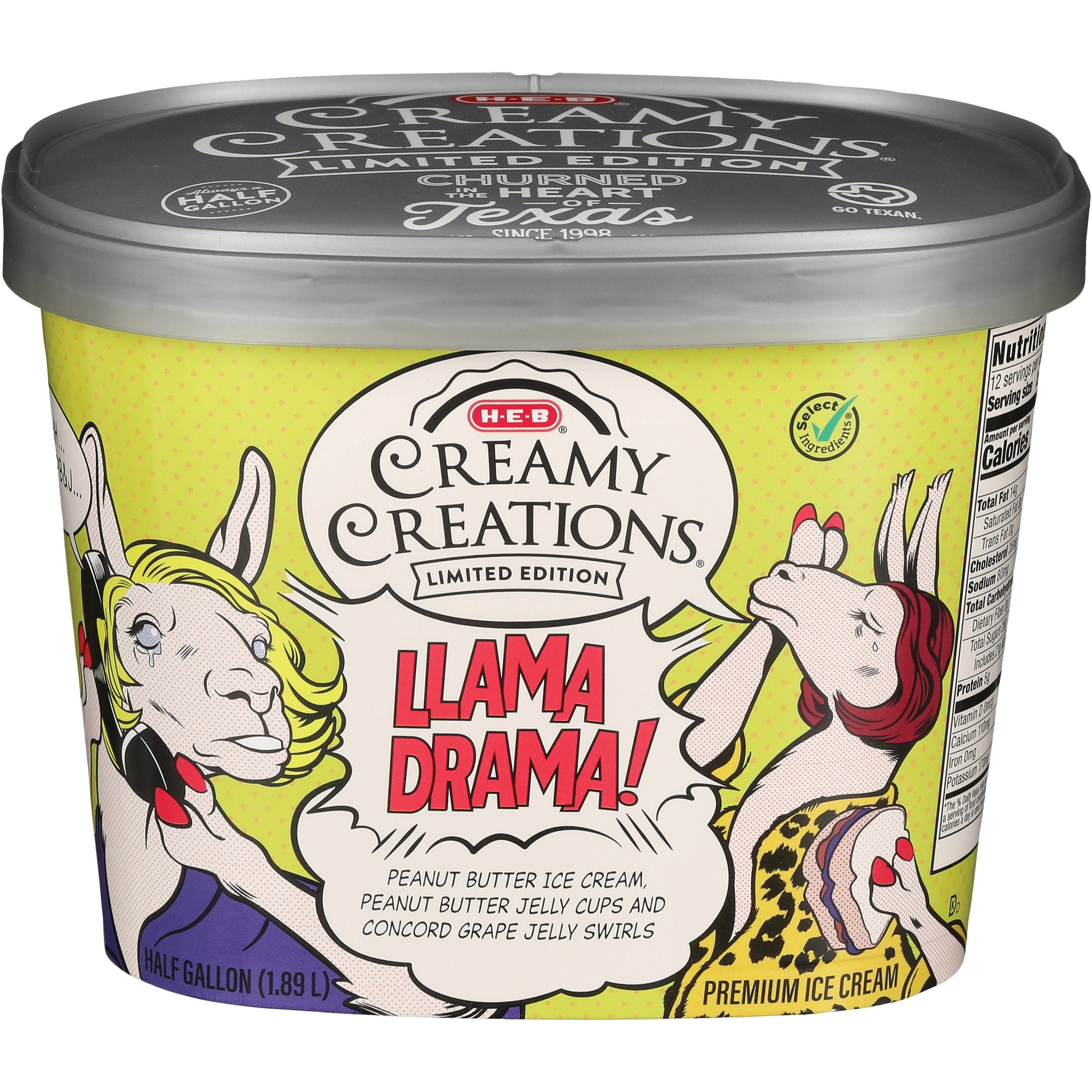 H-E-B Creamy Creations Llama Drama Limited Edition Ice Cream - Shop Ice ...