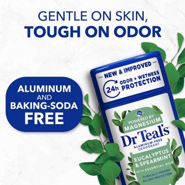 Dr Teal's Aluminum Free Deodorant Solid - Eucalyptus & Spearmint, 2.5 oz