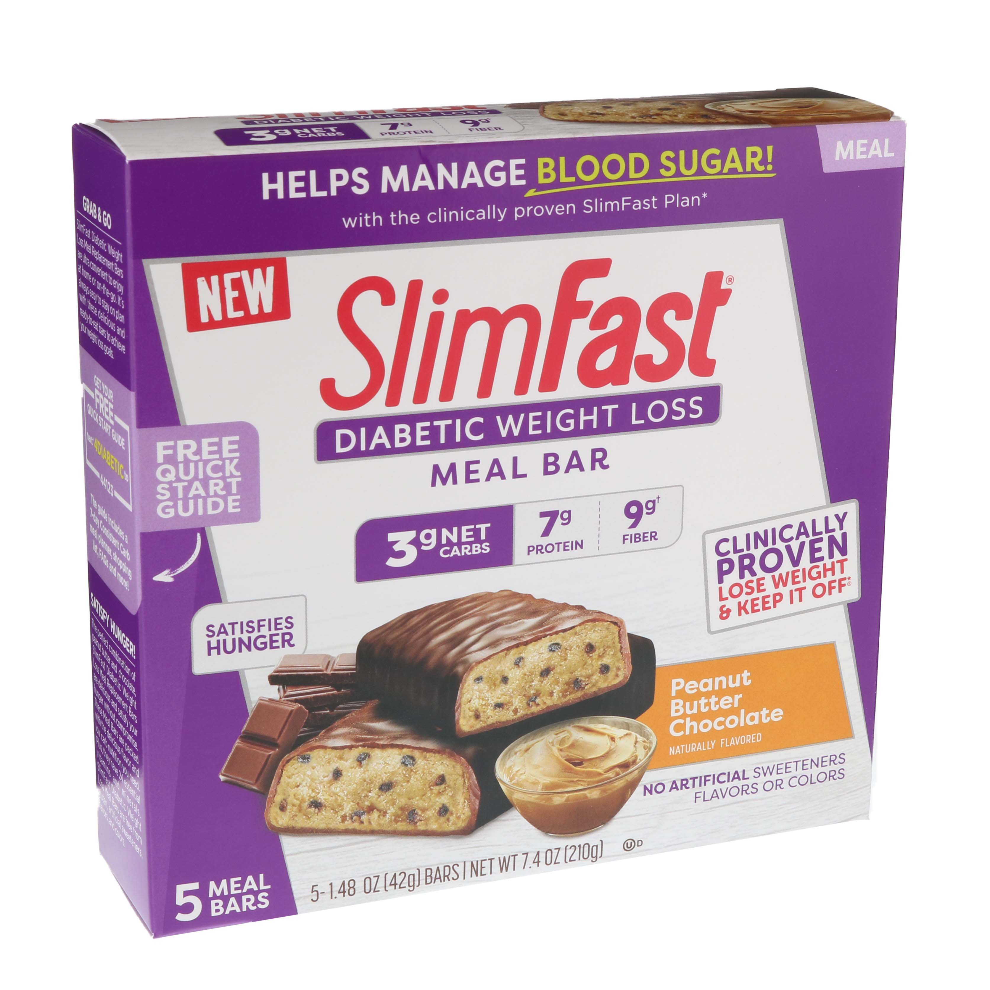 SlimFast Diabetic Weight Loss Meal Bar Peanut Butter Chocolate - Shop ...