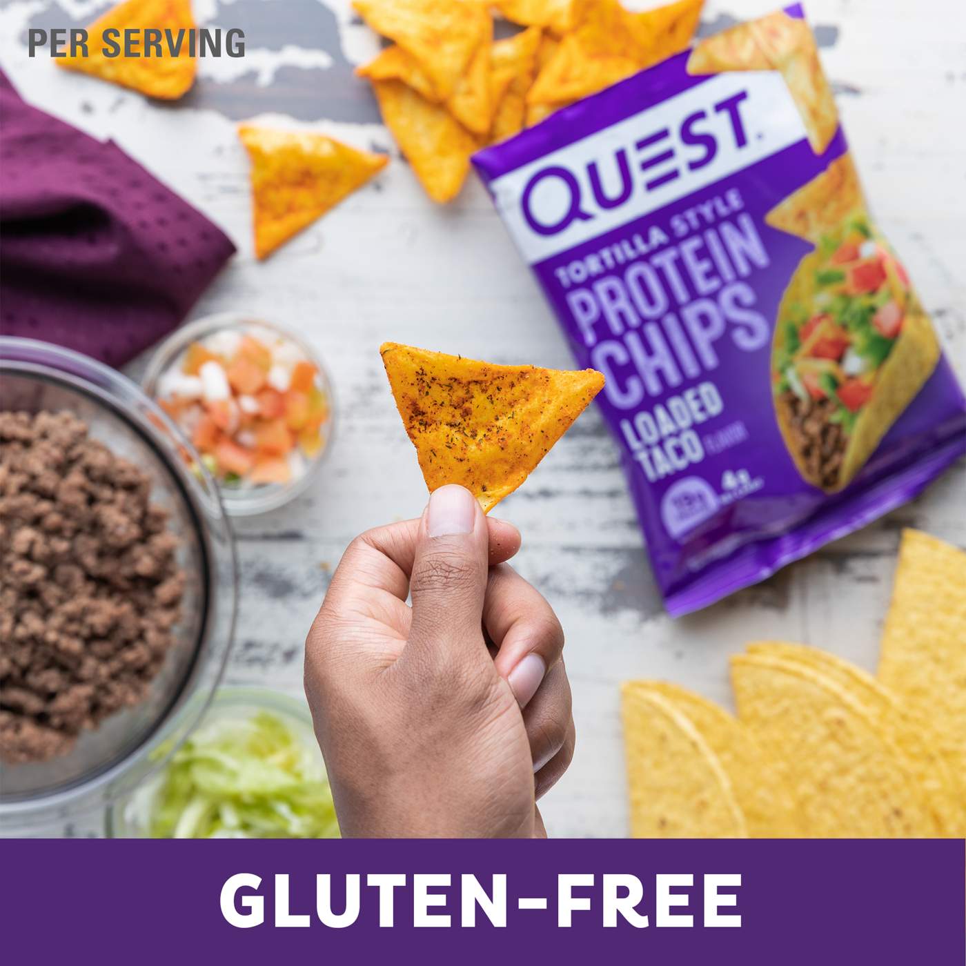 Quest Tortilla-Style 19g Protein Chips - Loaded Taco; image 2 of 3