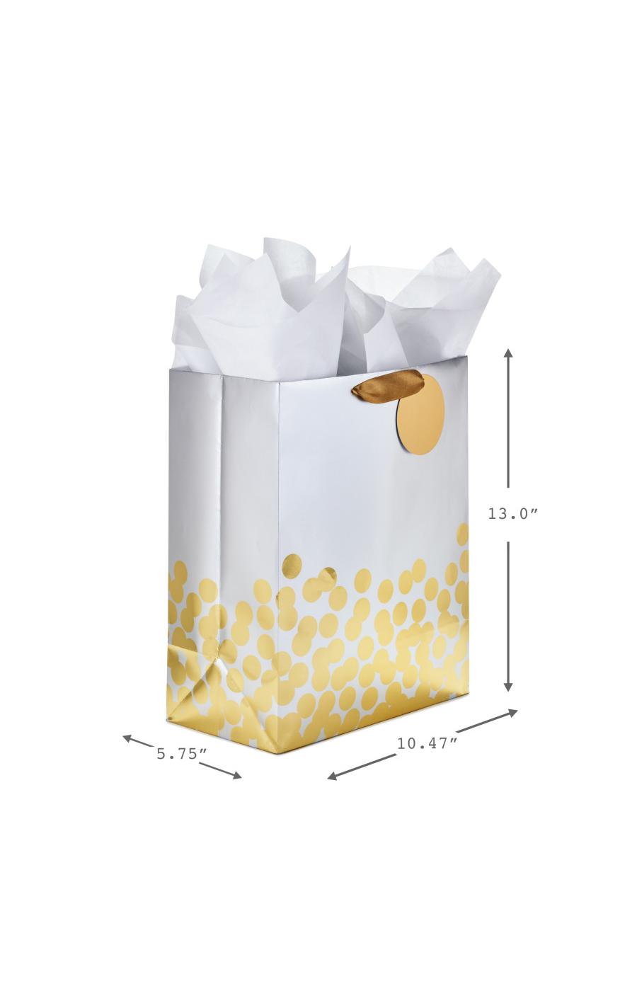 Hallmark Gold Foil Dots on Silver Large Gift Bag with Tissue Paper, #53 -  Shop Gift Wrap at H-E-B
