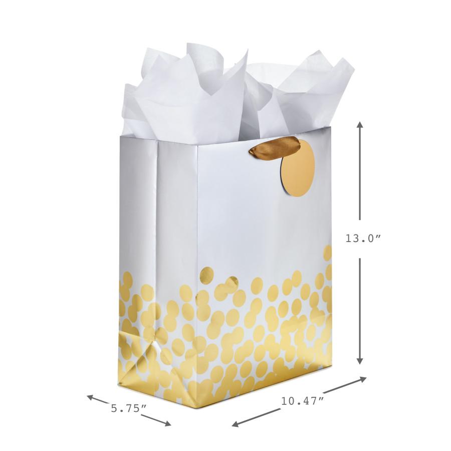 Hallmark Gold Foil Dots on Silver Large Gift Bag with Tissue Paper, #53 -  Shop Gift Wrap at H-E-B