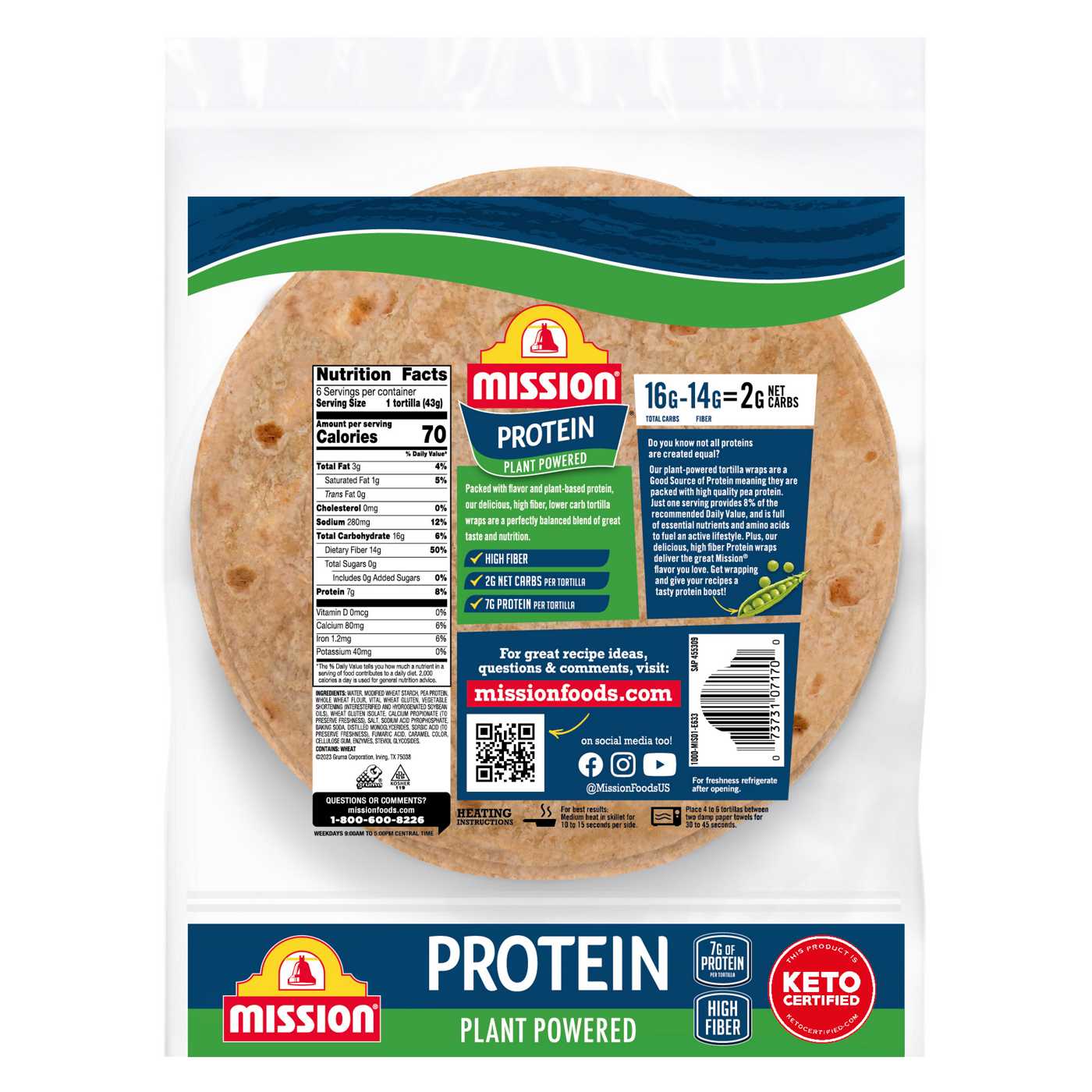 Mission Super Soft Protein Plant Powered Tortilla Wraps 6 Count; image 4 of 4