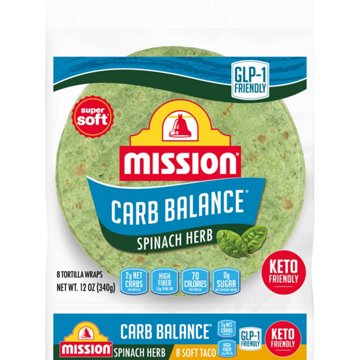 Mission Carb Balance Spinach & Herb Flour Tortillas, Soft Taco Size
