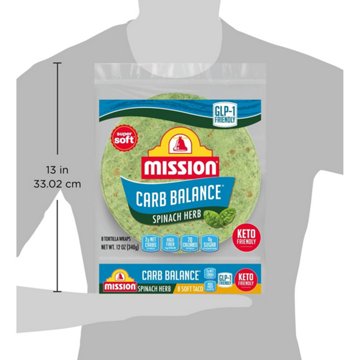 Mission Carb Balance Spinach & Herb Flour Tortillas, Soft Taco Size