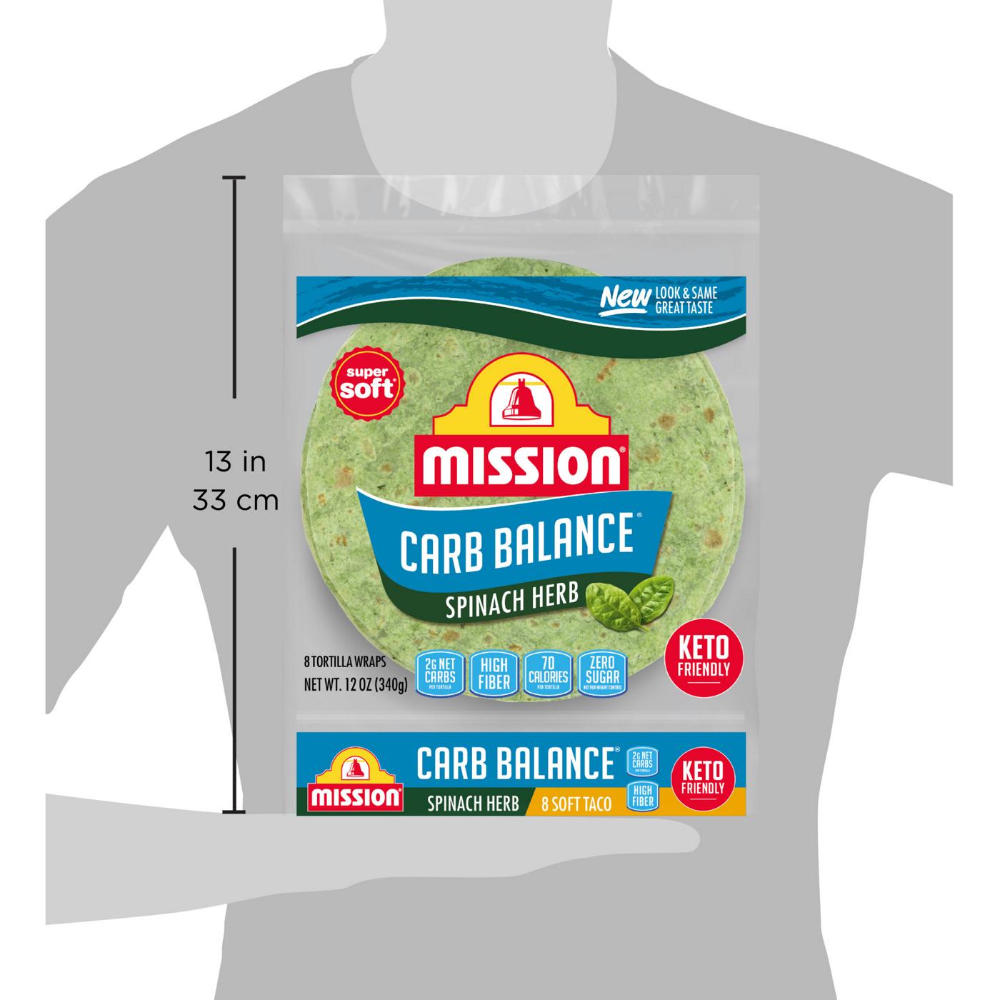 Mission Super Soft Carb Balance Spinach Herb Soft Taco Flour Tortillas 8 Count; image 7 of 8