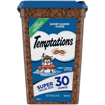 Temptations Classic Crunchy and Soft Cat Treats - Savory Salmon Flavor, 30 oz