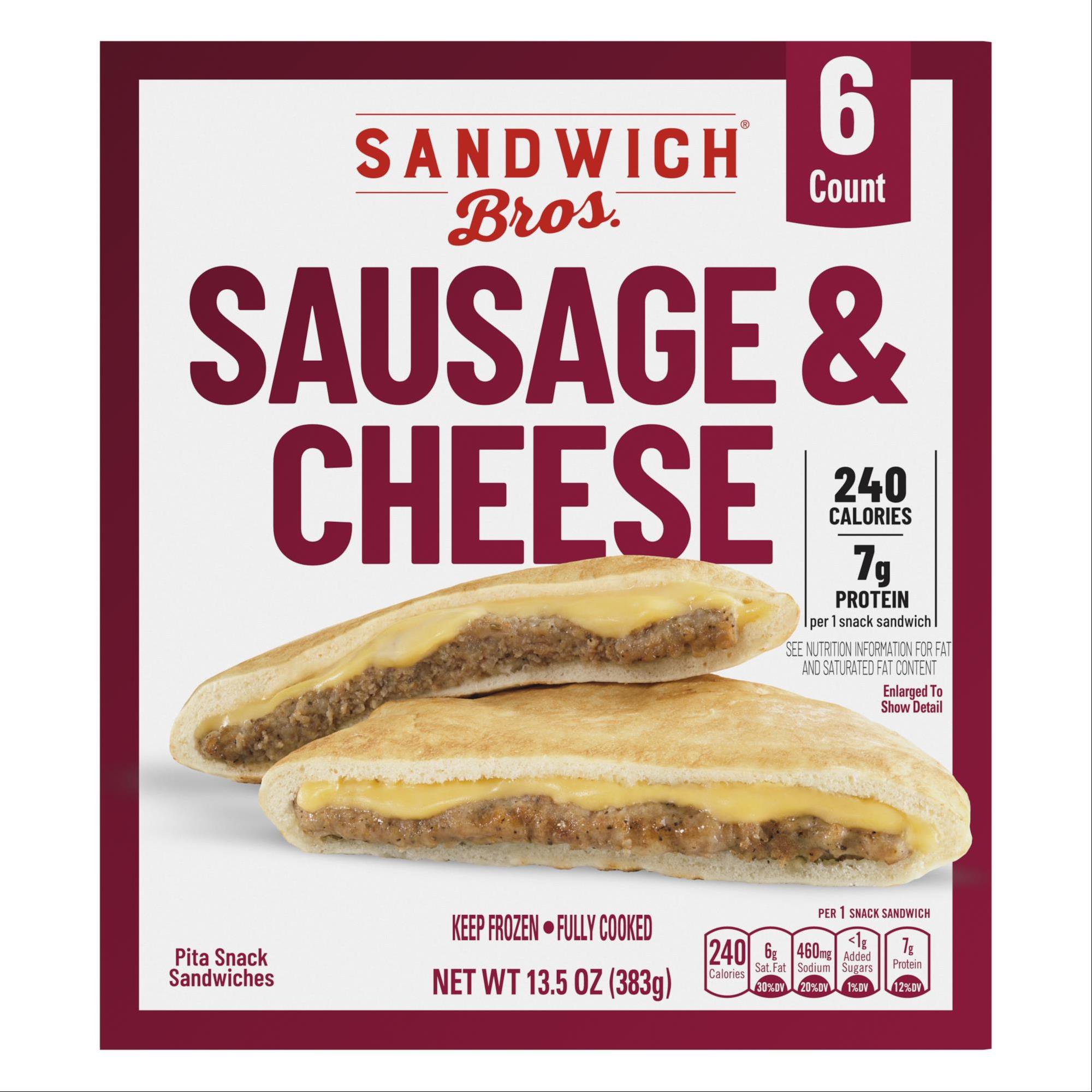 Sandwich Bros. Sausage & Cheese Flatbread Pocket Frozen Sandwiches