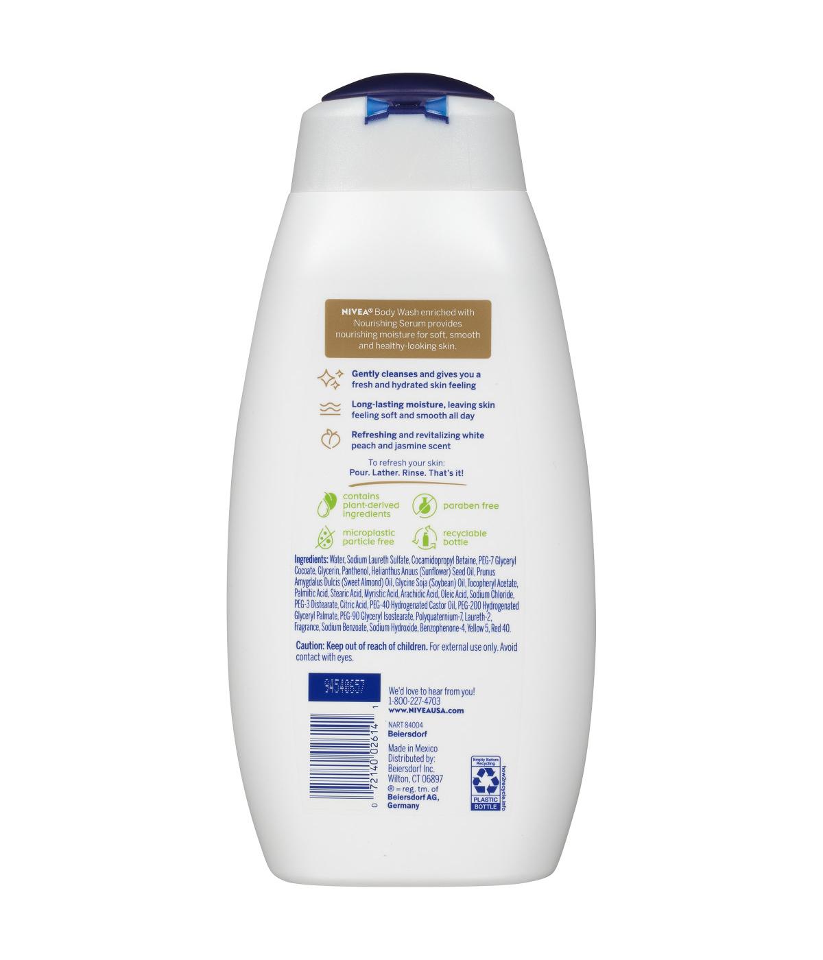 NIVEA Refreshing White Peach and Jasmine Body Wash with Nourishing