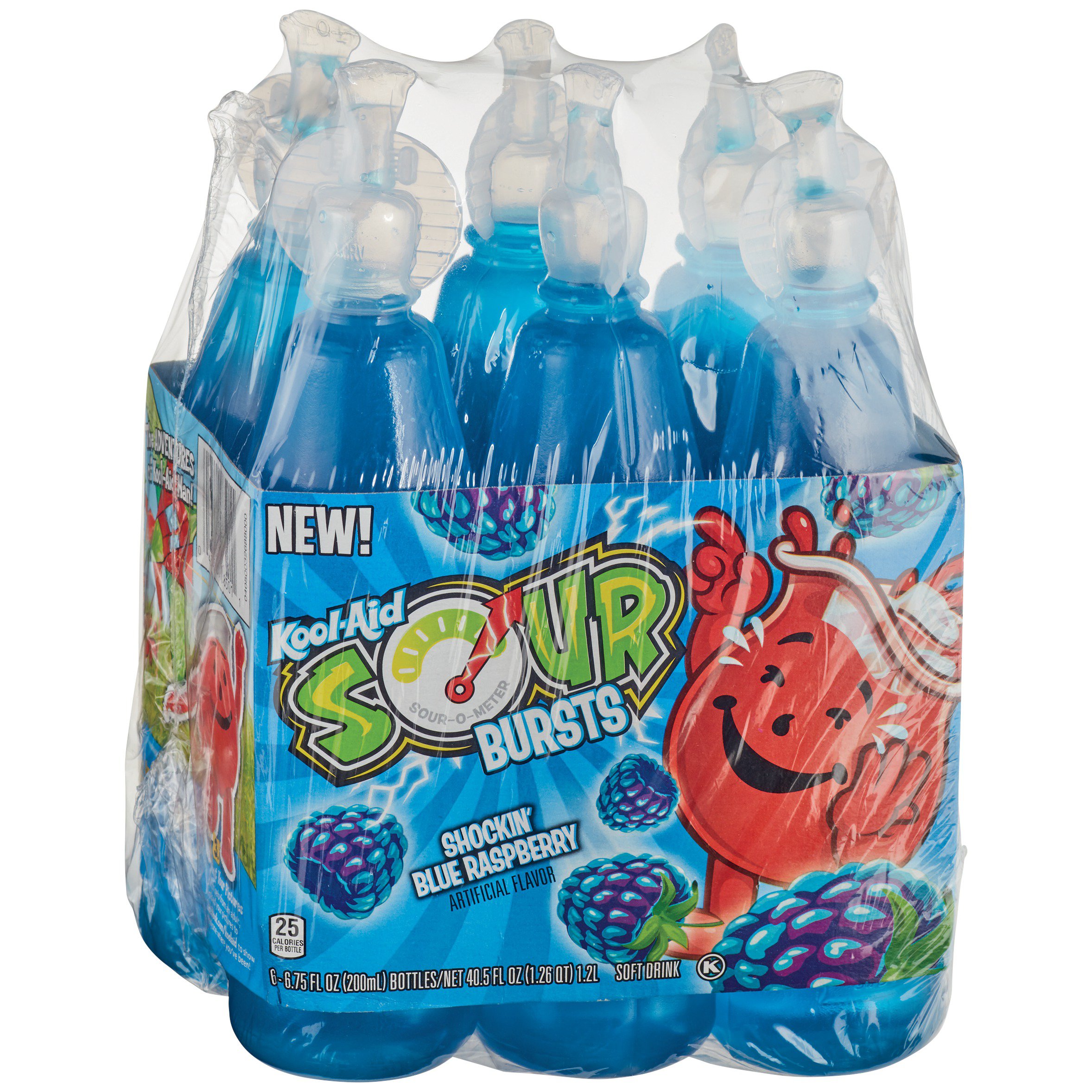 KoolAid Sour Bursts Shockin' Blue Raspberry Soft Drink 6.75 oz Bottles