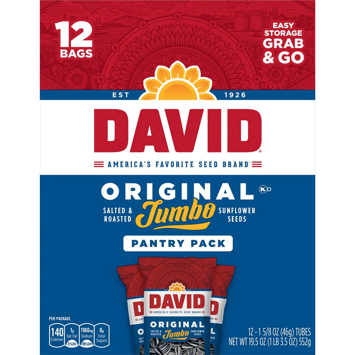 DAVID Salted Roasted Jumbo Sunflower Seeds Pantry Packs - Original; image 3 of 4