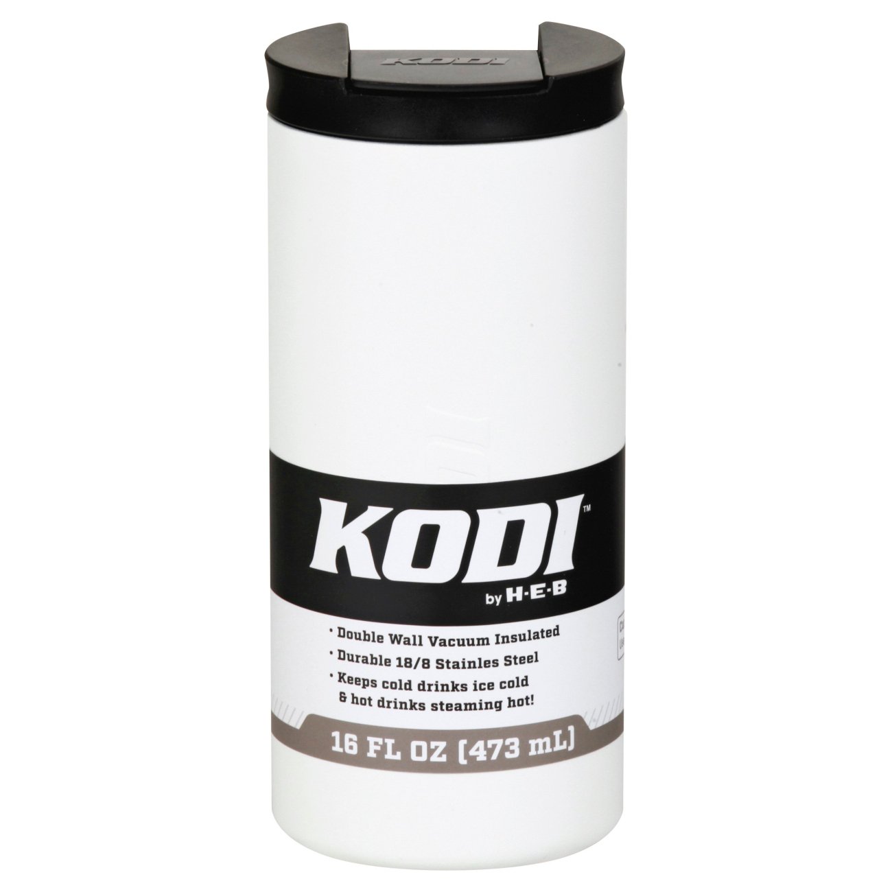 KODI by H-E-B White Matte Stainless Steel Spill Proof Travel Mug