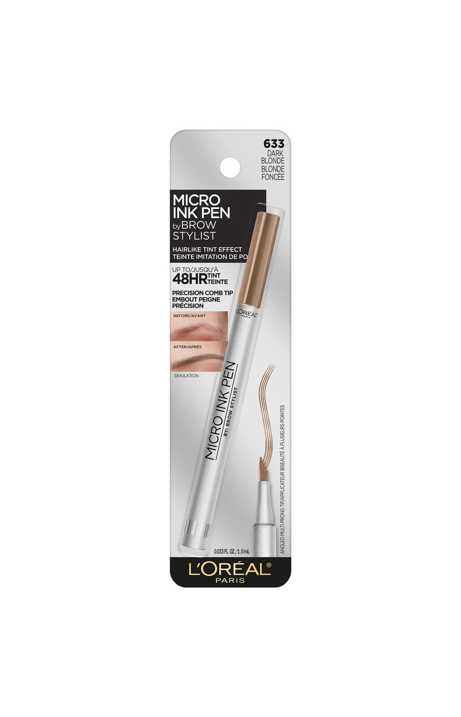 L'Oréal Paris Brow Stylist Micro Ink Pen by Brow Stylist, Up to 48HR Wear Dark Blonde; image 1 of 2