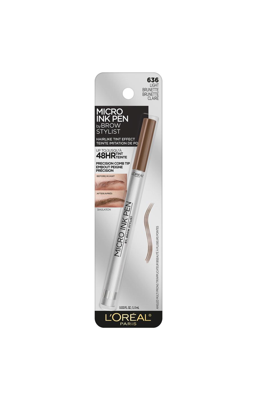 L'Oréal Paris Brow Stylist Micro Ink Pen by Brow Stylist, Up to 48HR Wear Light Brunette; image 1 of 4