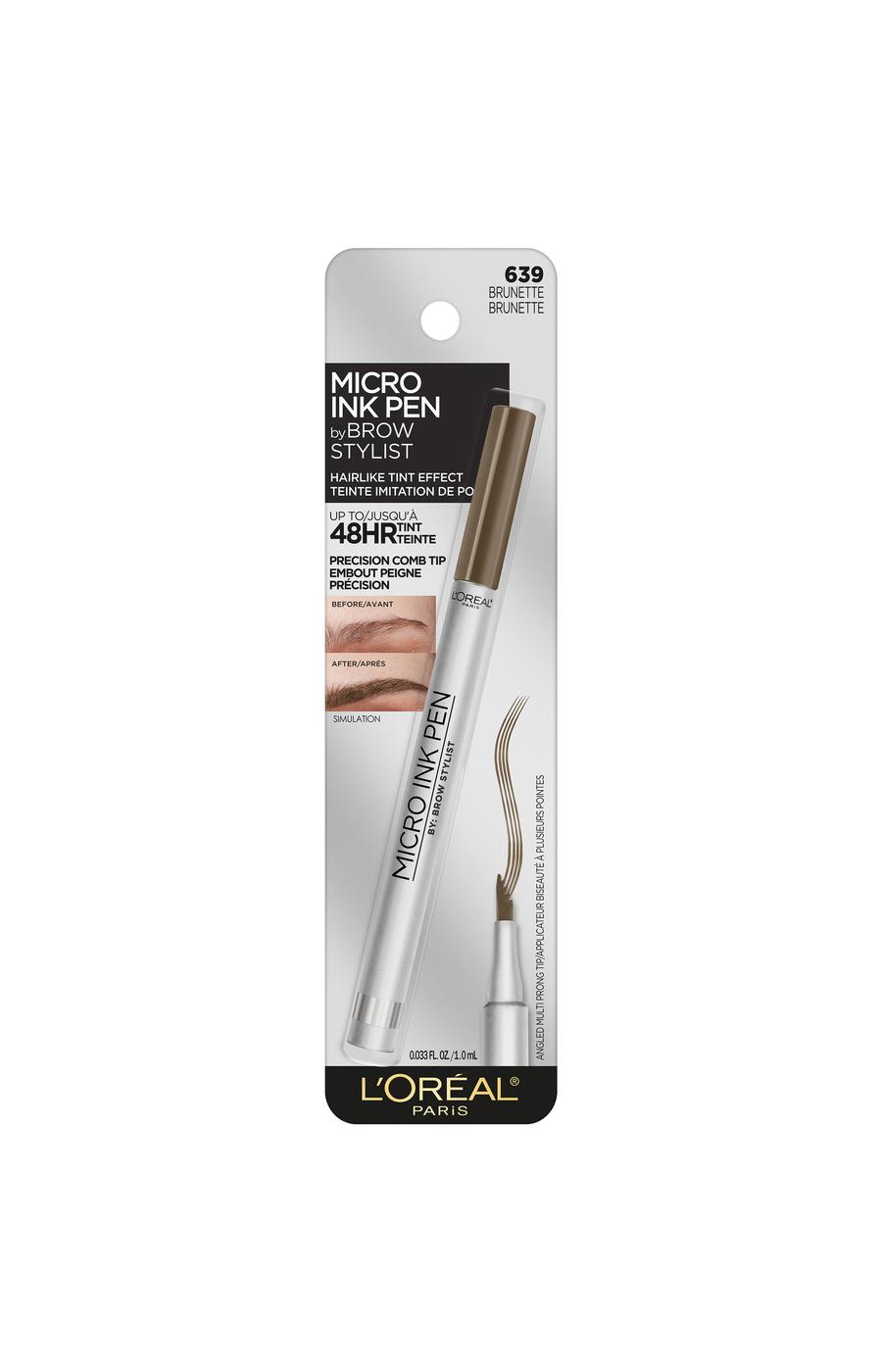 L'Oréal Paris Brow Stylist Micro Ink Pen by Brow Stylist, Up to 48HR Wear Brunette; image 1 of 3