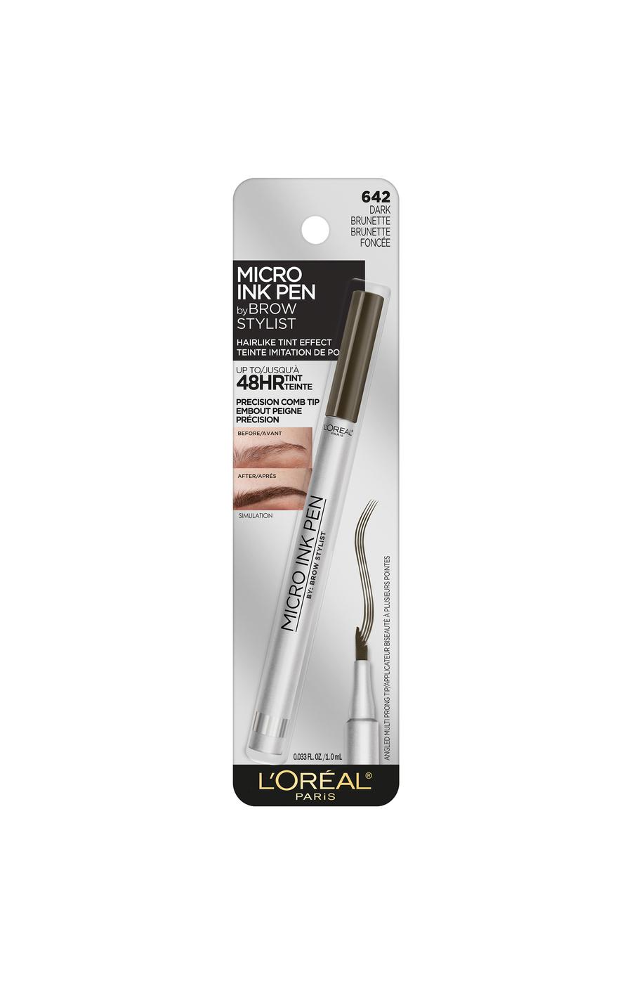 L'Oréal Paris Brow Stylist Micro Ink Pen by Brow Stylist, Up to 48HR Wear Dark Brunette; image 1 of 4