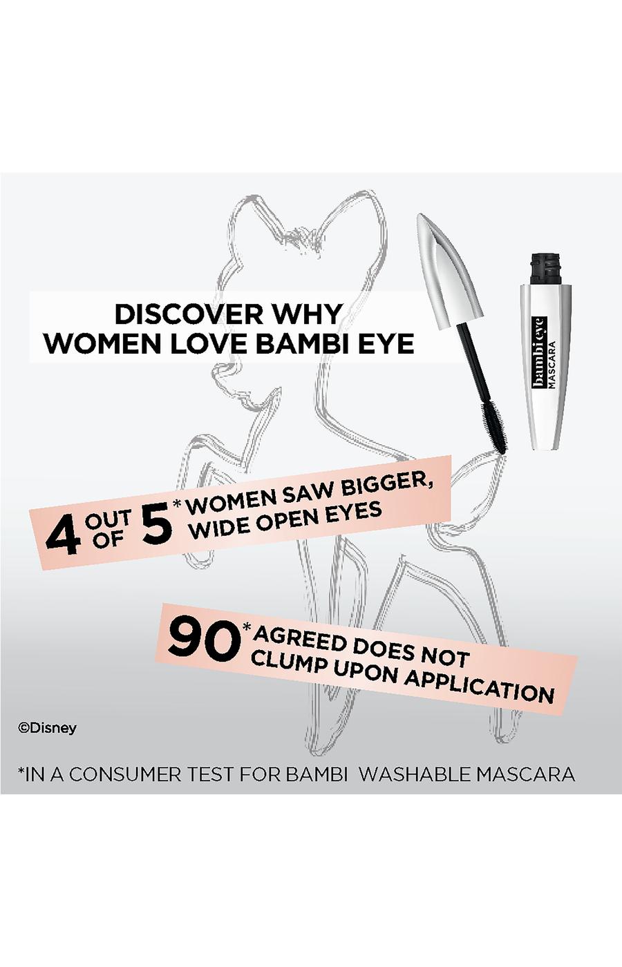 L'Oréal Paris Bambi Eye Washable Mascara, Intense Lasting Volume Black Brown; image 2 of 6