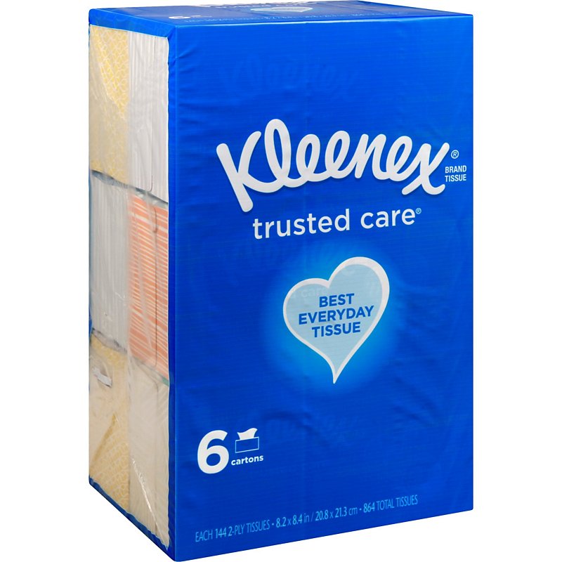Kleenex Trusted Care Facial Tissues 144 2-Ply Each 864 Total Tissues 6 Boxes 