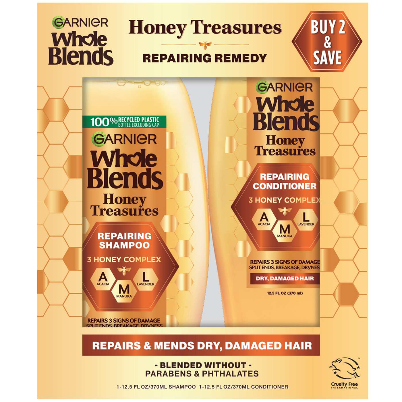 Garnier Whole Blends Honey Treasures Repairing Shampoo & Conditioner; image 1 of 7