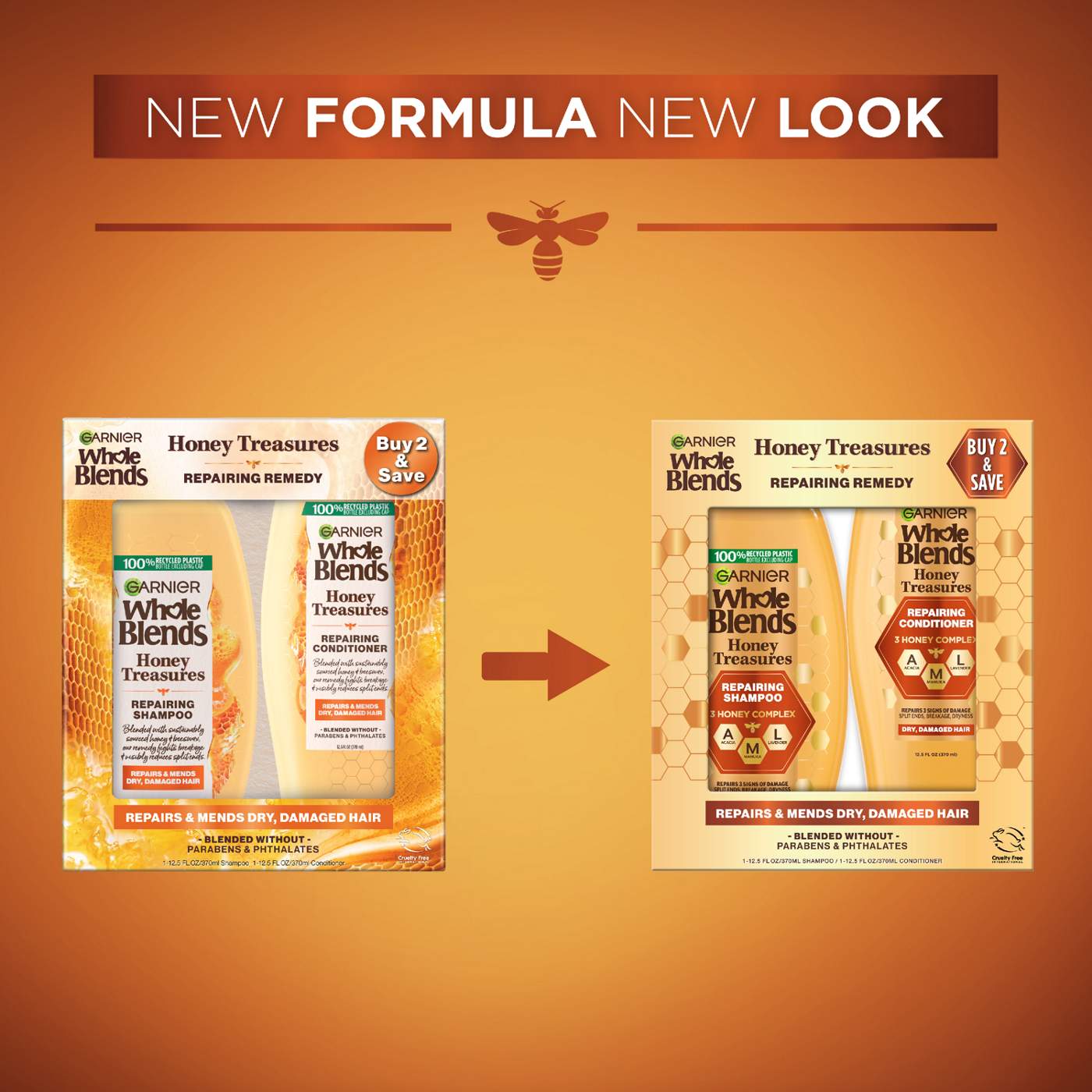 Garnier Whole Blends Honey Treasures Repairing Shampoo & Conditioner; image 3 of 7