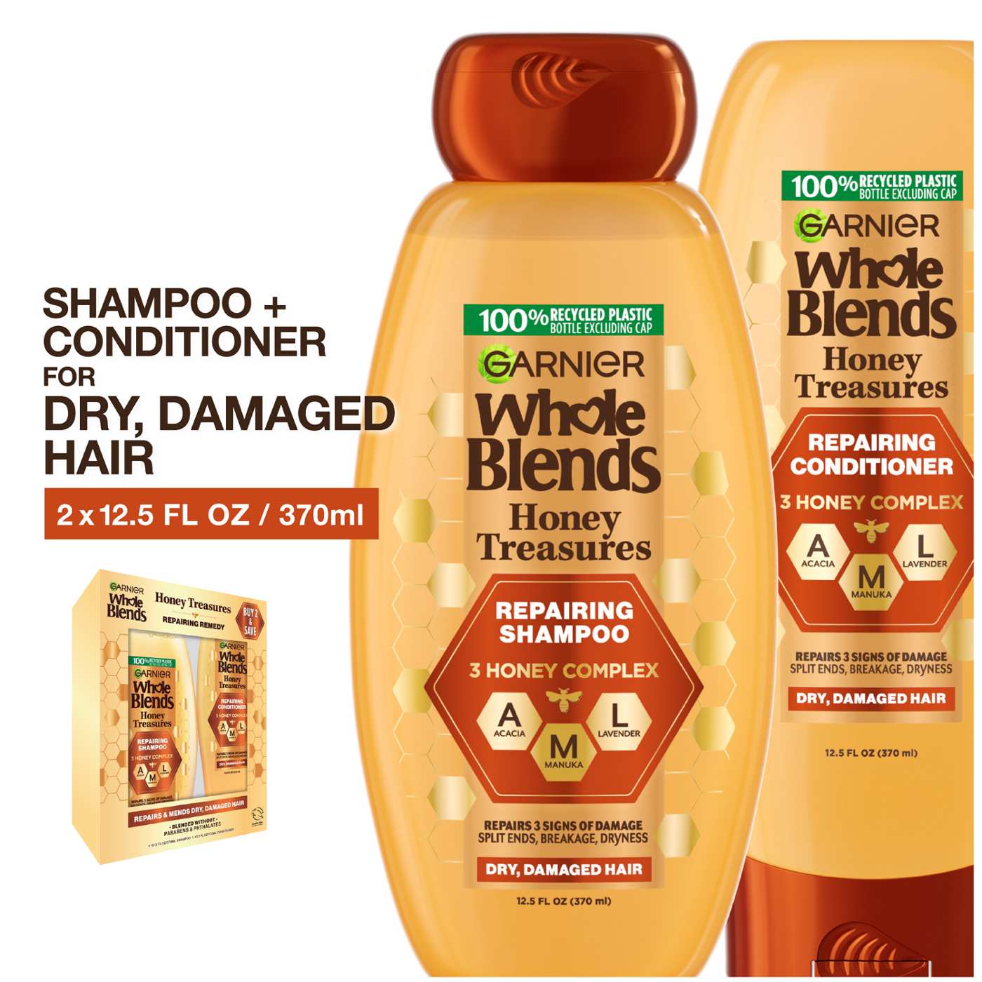 Garnier Whole Blends Honey Treasures Repairing Shampoo & Conditioner; image 7 of 7