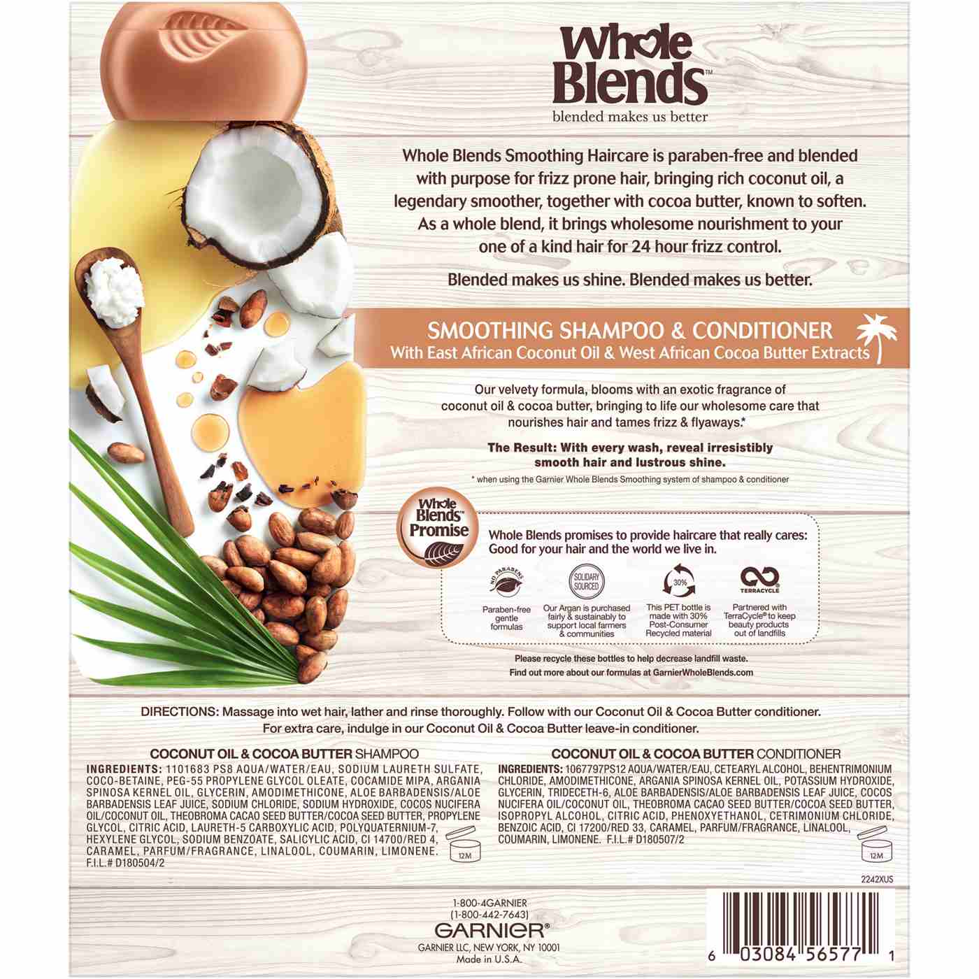 Garnier Whole Blends Smoothing Shampoo & Conditioner with Coconut Oil & Cocoa Butter; image 2 of 3