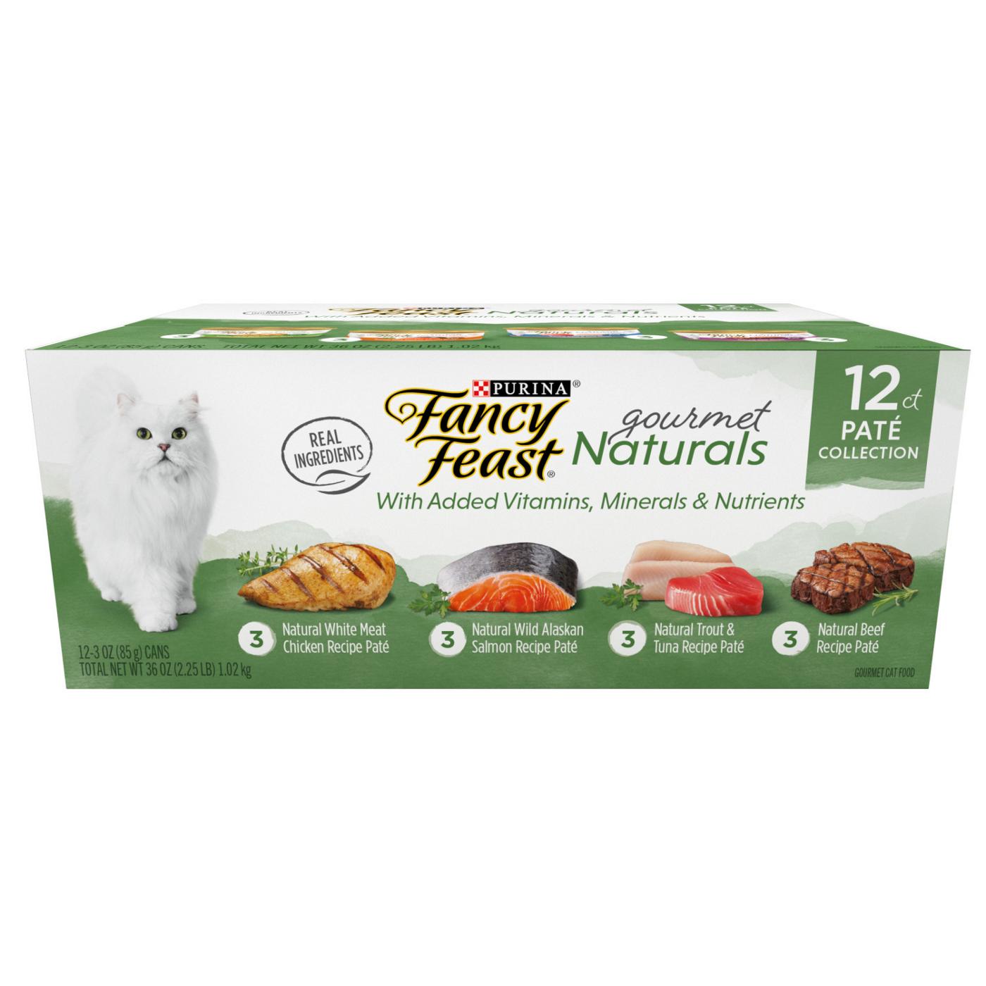 Fancy Feast Purina Fancy Feast Grain Free Wet Cat Food Pate Variety Pack Gourmet Naturals–Beef, Chicken, Salmon, Trout and Tuna; image 1 of 6