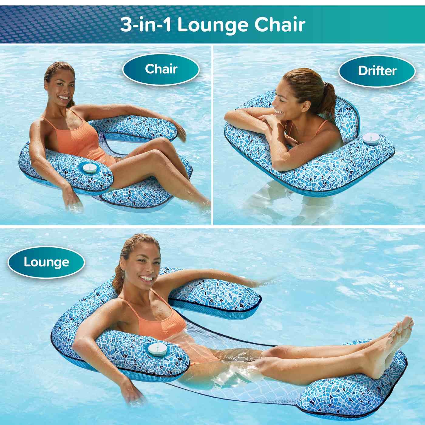 Aqua Leisure Deluxe 3-in-1 Pool Lounger Chair; image 3 of 7